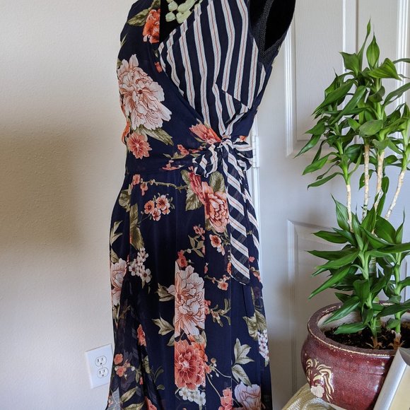 Mixed Pattern Dressy Summer Dress - Picture 2 of 5